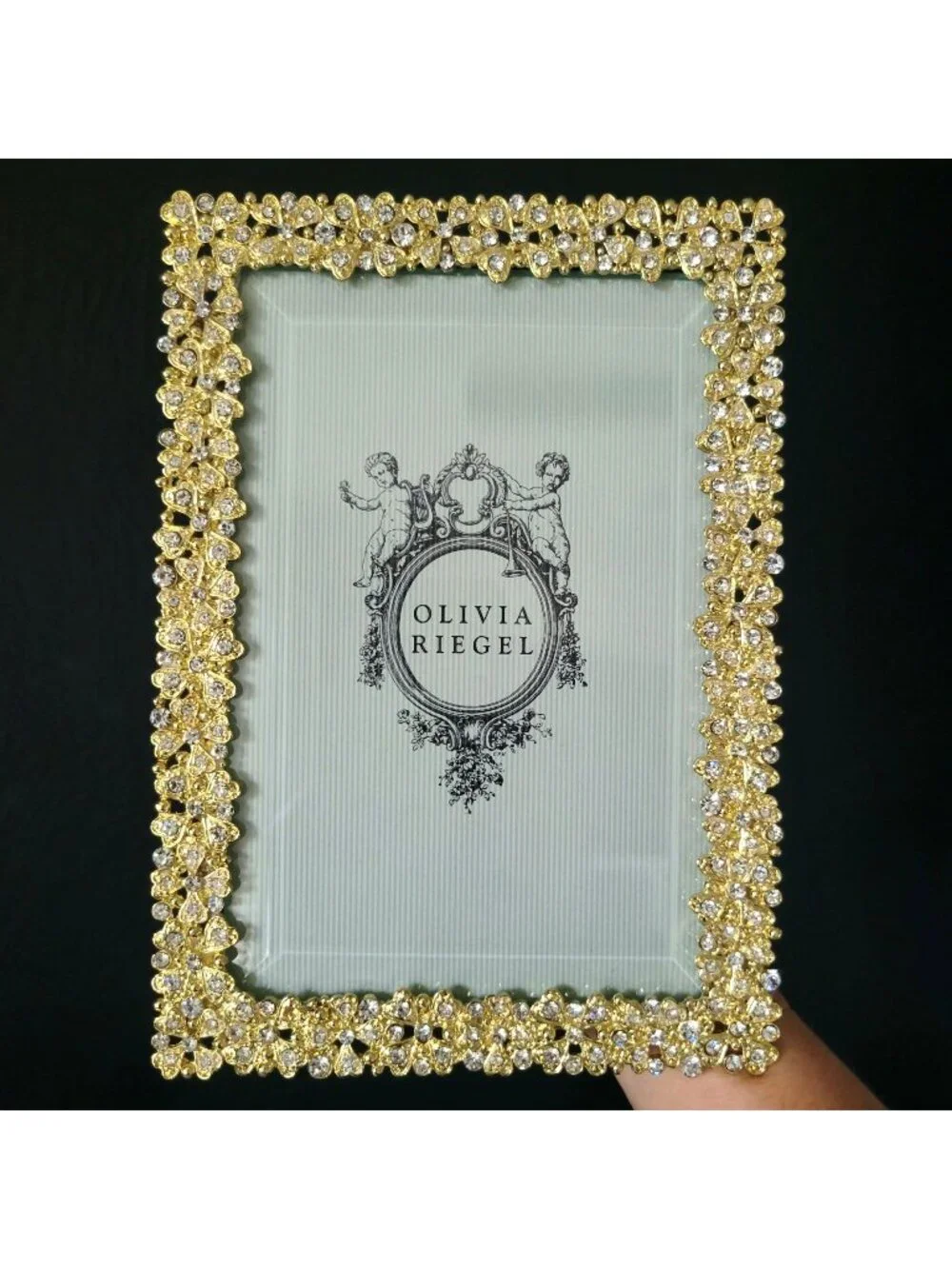 Olivia Riegel Evie Gold Picture Frame European Crystals and Beveled Glass 4x6